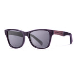 Shiny black frame, ebony & silver line arm with grey lens