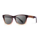 Shiny black & stripped frame, ebony & silver line arm with grey lens