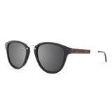 Matte black with ebony wood with grey lens