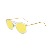 Transparent white frame with gold mirror lens with gold temple