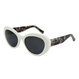 Shiny white frame & Demy black temples with smoke lens